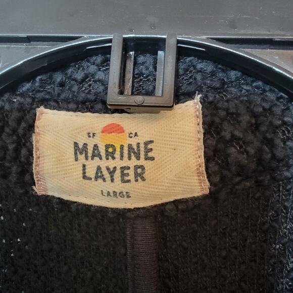 Marine Layer Knit Open Front Cardigan Sz Large Birdseye Textured Coat Longline - Picture 11 of 14